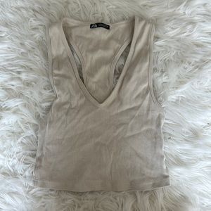 zara v neck cropped tank